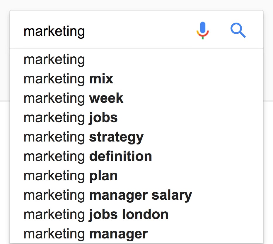 Google suggest örnekleri