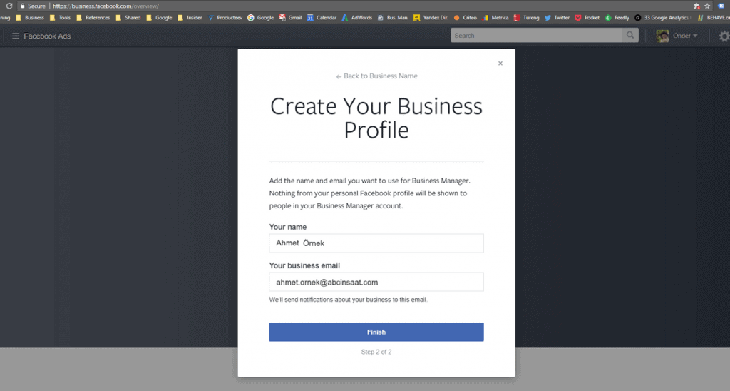 Facebook Business Manager Nedir? Neden Kullanmalısınız? şIrket Emailinizi Girin