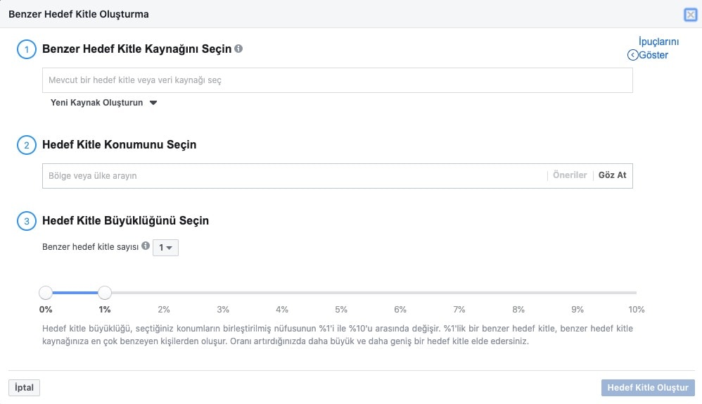 E Ticaret Facebook Kitle Hedeflemesi (Gelişmiş Hedefleme) Facebook Benzer Hedef Kitle (Lookalike)