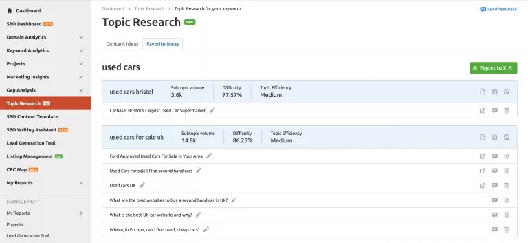 Semrush Topic Research Tool