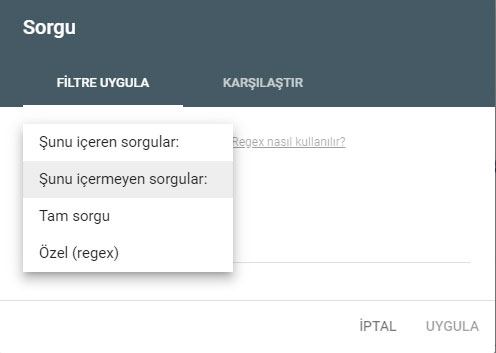 Google Search Console’da Regex Kullanımı