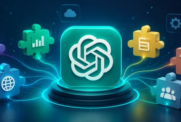 Chatgpt Eklentileri Ve Yapay Zeka Destekli Workflow Sistemlerini Temsil Eden Futuristik Dijital Operasyon Merkezi Görseli. Birbirine Bağlı Otomasyon Modülleri, Veri Akışları, Entegrasyon Bağlantıları, Seo Ve Dijital Pazarlama Süreçlerini Simgeleyen Neon Işıklı Arayüzler Ile Modern Teknoloji Atmosferi. Karanlık Arka Plan Üzerinde Yüksek Teknoloji Hissi Veren, Text Içermeyen, Premium Ve Sinematik Blog Öne Çıkan Görseli.