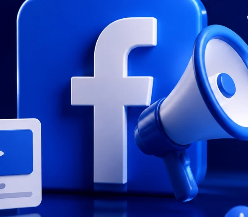 Facebook Kapatılan Reklam Hesabı Sürecini Temsil Eden Megafon, Reklam Paneli Ve Sosyal Medya Reklam Yönetimi Görseli