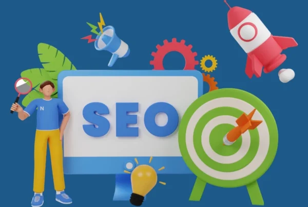 3D Illüstrasyon Tarzında Hazırlanmış Holistik Seo Konsept Görseli; Ekran Üzerinde “Seo” Yazısı, Hedef Tahtası, Roket, Büyüteç Ve Dijital Pazarlama Ikonlarıyla Arama Motoru Optimizasyonunu Temsil Eden Modern Tasarım.