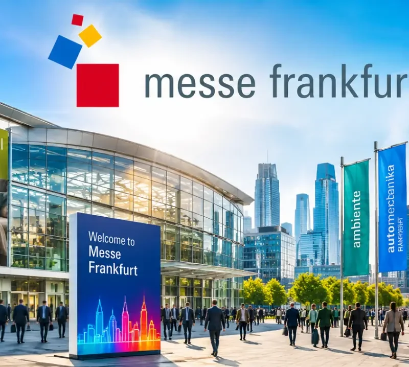 Messe Frankfurt Fuar Alanında Uluslararası Sektör Fuarlarına Katılan Profesyoneller Ve Modern Etkinlik Atmosferi.