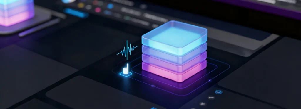 Neon Işıklı Veri Blokları Ve Ses Dalgası Illüstrasyonu