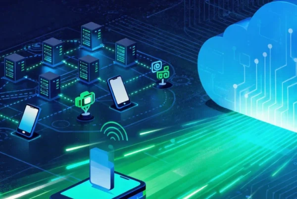 Bulut Bilişim Ve Cihazlar Arasındaki Veri Akışını Gösteren Dijital Teknoloji Illüstrasyonu