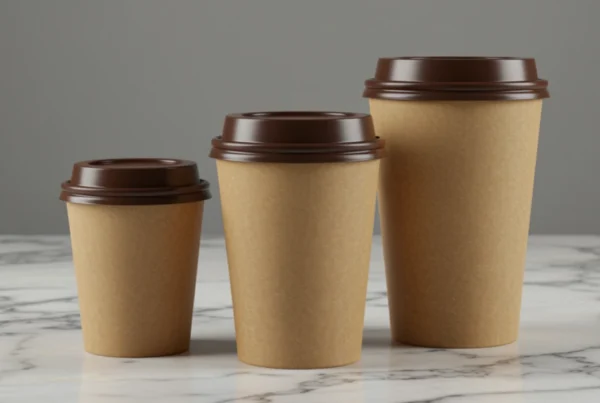 Mermer Masaya Dizilmiş Küçük, Orta Ve Büyük Boy Kahve Bardakları