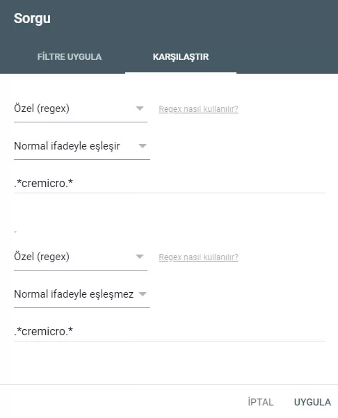 Google Search Console’da RegEx Kullanımı